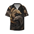 thumbnail image 3 of Goofa Vintage Metal Dragon Printed Men's Casual Short-sleeved Shirt,Lightweight Breathable Button-down,Summer Casual men's top,Versatile Fashion shirt-3X-Large, 3 of 7