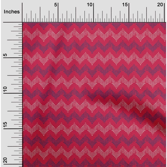 oneOone Viscose Chiffon Fabric Chevron Block Printed Fabric 1 Yard 42 Inch Wide