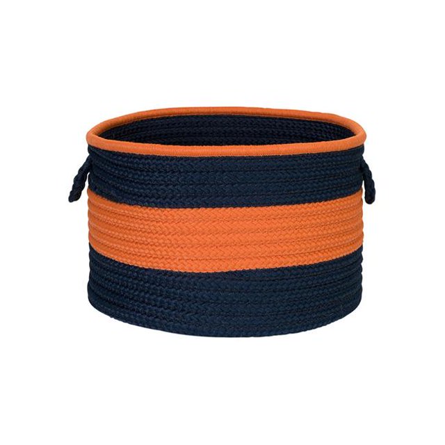 Panier Rond en Bloc de Couleur - Marine/orange 14''x10''