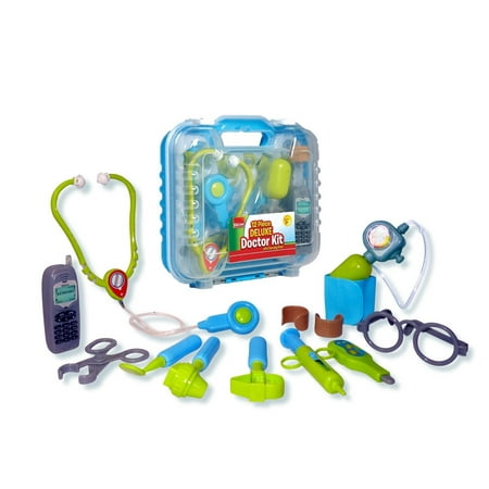 Durable Kids Doctor Kit with Electronic Stethoscope and 12 Medical Doctor's Equipment, Packed in a Sturdy Gift Case