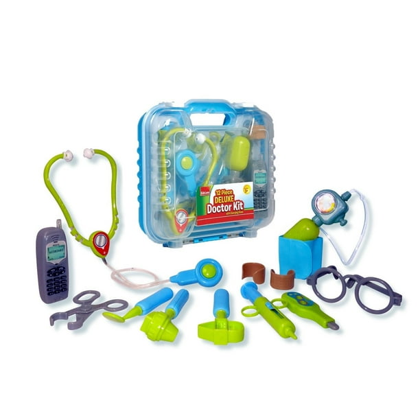 Durable Kids Doctor Kit with Electronic Stethoscope and 12 Medical