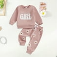 thumbnail image 2 of HCNTES Toddler Baby Girl Fall Outfits Long Sleeve Mamas Girl Sweatshirts Print Sweatpants 2Pcs Winter Clothes Set(Pink#4,12-18 Months), 2 of 7