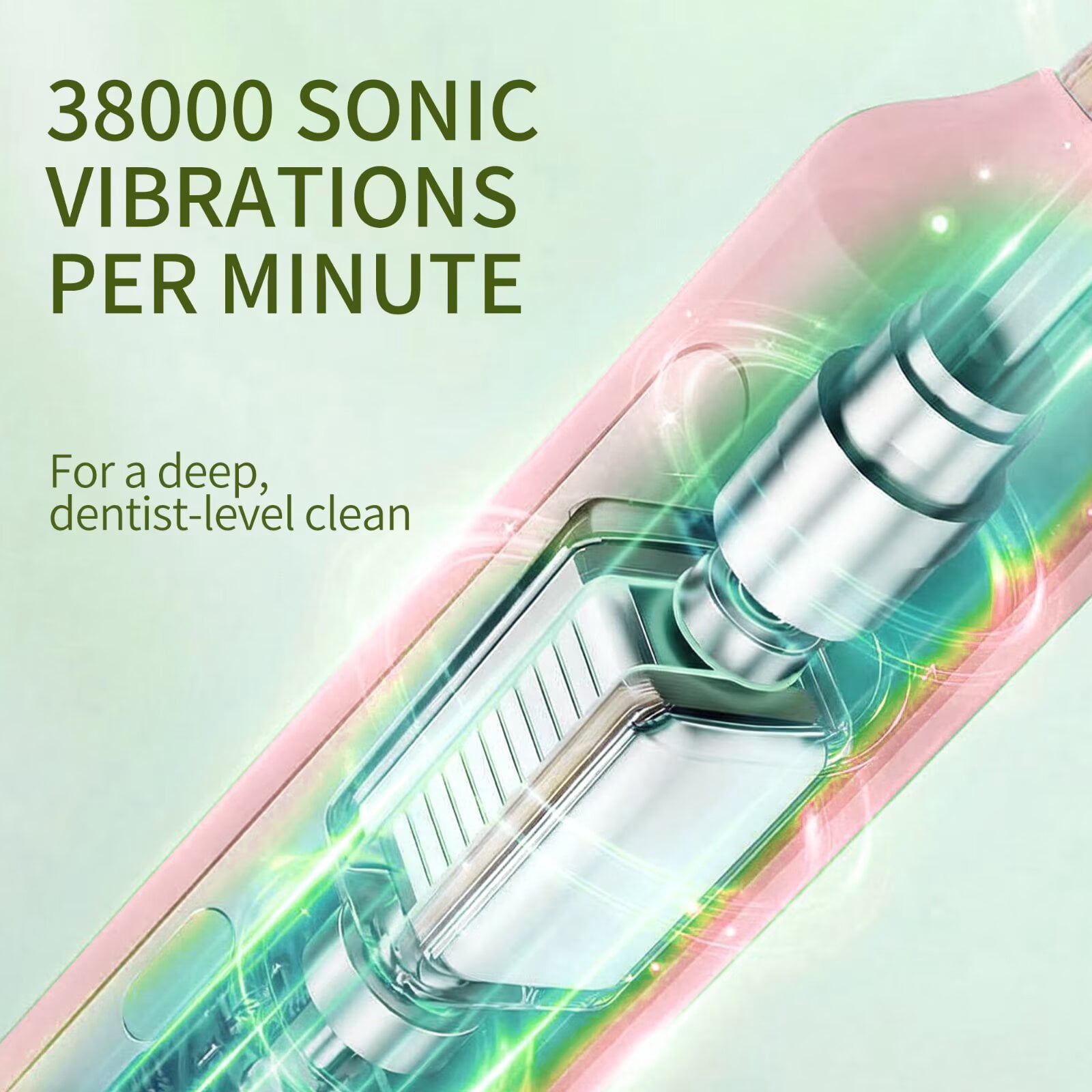 GUFICLE Sonic Bamboo Electric Toothbrush Set - 4 Biodegradable Heads, 5 Modes, Waterproof Zero Waste Sustainable Toothbrush, Pink