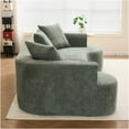 thumbnail image 2 of JERFIT Modern Curved Cloud Sofa 3 Seater with Pillows, Plush Corduroy Upholstery, Foam and Spring Support, Green Fabric Couch for Living Room, 2 of 3
