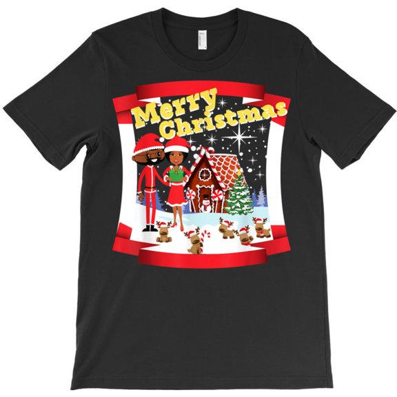Black African American St. Nick And Mr. And Mrs. Claus For Xmas Funny Graphic T-Shirt G3780, Up to 5XL