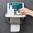 thumbnail image 3 of Organizador de baño moderno para papel higiénico y dispositivos Caja de pañuelos de pared negra transparente con soporte para teléfono, 3 of 8