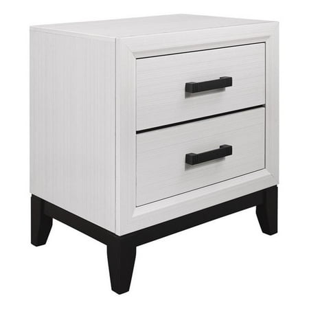 Pemberly Row Modern White and Black Wood 2-Drawer Nightstand
