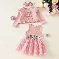 thumbnail image 3 of TBWNWG Toddler Girl Floral Mesh Dress Set With Matching Jacket And Detachable Bow Headband for Spring Fall Seasonal Wear,Sizes 9-12 Months, 3 of 8