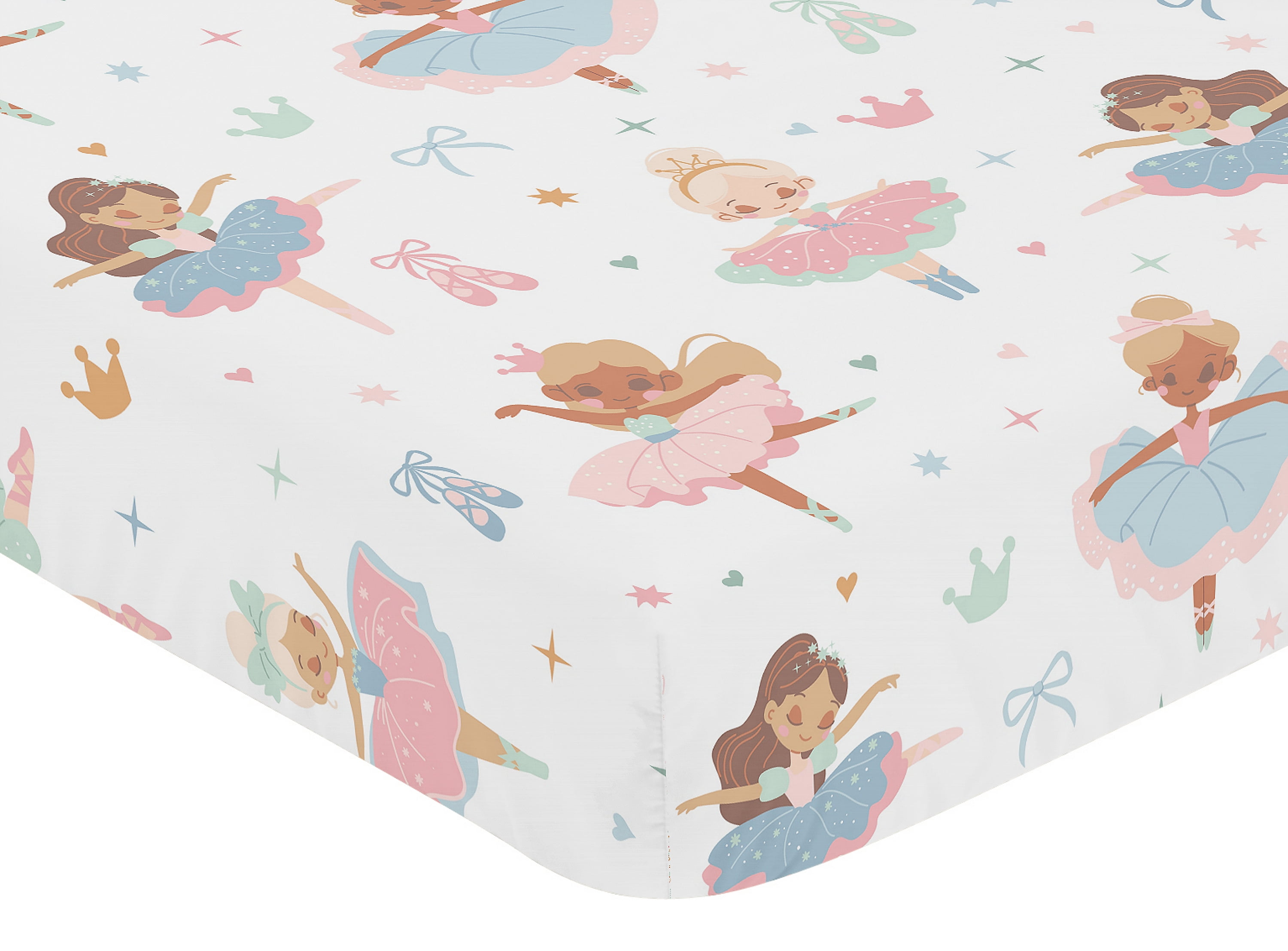 Sweet Jojo Designs Ballerina and Ballet Bows Girl Fitted Crib Sheet