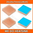 thumbnail image 2 of Free Ship 25*25*7mm Square Pure Copper Pin Fins Heatsink Radiator Cooler With Thermal Conductive Adhesive Pad For Electronics IC With Pad 1pcs, 2 of 6