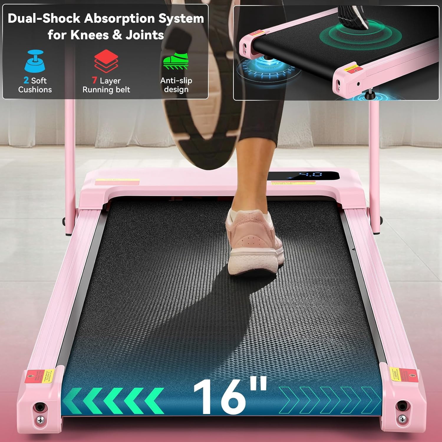 Simpfree Walking Vibration Pad with 8% Incline,3 in 1 Walking Pad with Handle Bar,2.5HP Treadmills for Home/Office/Gym,Under Desk Treadmill 300LBS Capacity,2S Folding,Installation-Free