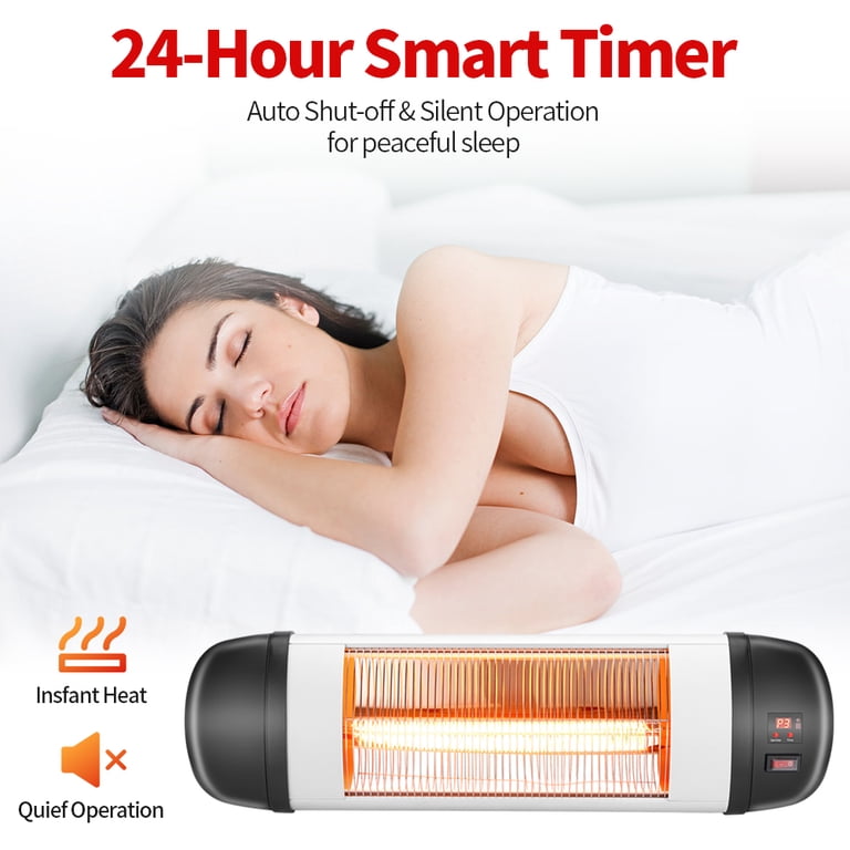 US PHW-1500CR 1500W Wall Terrace Heater with Remote Control / First Gear /  Fake Firewood / Single Color / 1 Quartz Tube Black - Walmart.com