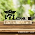 thumbnail image 3 of Craftnamesign Custom Doctor Therapy Wooden Desk Name Plate, Physical Therapist Metal Nameplate, 3 of 5