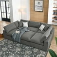 thumbnail image 2 of Modular Sectional Deep Sofa Set, Grey Gray, Fabric, Modern Contemporary, Living Lounge Cafe Room Hotel Lobby Hospitality, 2 of 10