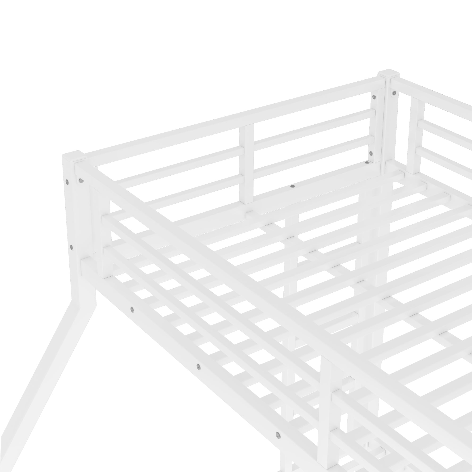 Leumius Twin XL over Queen Bunk Bed for Teens and Adults,Heavy Duty Metal Bed Frame with Full-Length Guardrail and Ladders,Space-Saving/Noise Reduced/No Box Spring Needed,Off White