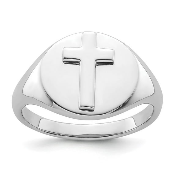 Diamond2Deal 925 Sterling Silver Rhodium-plated Polished Cross Ring for Men Size 11