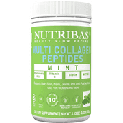 NUTRIBAS Multi Collagen Peptides Mint Protein Powder Supplement | For Hair Skin Nails, Joints, Pre and Post-workout