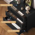 thumbnail image 3 of FANRAL Rattan Large Nightstand,27.6"H Wood Tall Night Stand,Wide Modern 3 Drawers,Boho Bedside Table Narrow Side Table for Bedroom Living Room,Black Night Stand, 3 of 6