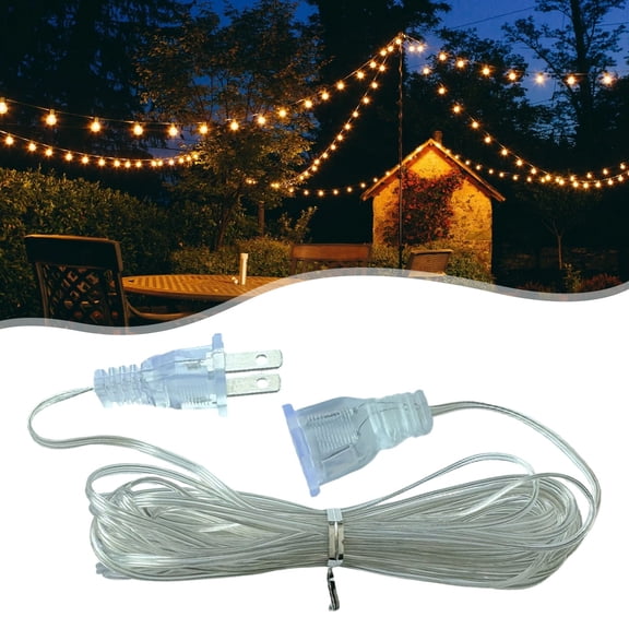 Homesteed Clear Extension Cord Outdoor String Light Extension Cable for Holiday Wedding Party Decor Water Resistant Outlet Extender