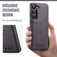 thumbnail image 3 of Compatible with Samsung Galaxy S23 Magnetic Case, Classic Premium PU Leather TPU Hybrid MagSafe Ultra Slim Protective Skin Friendly Shockproof Case Cover for Samsung Galaxy S23, Purple, 3 of 6