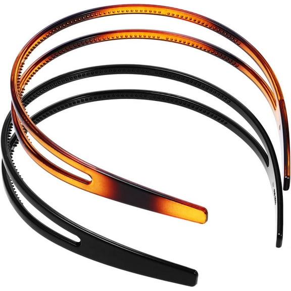 2pcs Plastic Headband Double Row Hair Hoops Vintage No Slip Hair Bands With Teeth For Adult Women Girls Face Washing