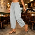 thumbnail image 6 of Ayolanni Solid Pants for Women Elastic Waist Casual Flowy Jogger Pants Loose Gray Drawstring Straight Boho Trousers with Pockets XXXL, 6 of 7