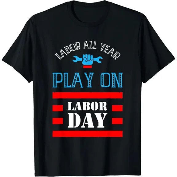 Men's Casual Patriotic Labor Day Graphic T-Shirt