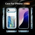 thumbnail image 5 of ELEHOLD for iPhone Air Case,Clear Card Holder Kickstand Credit Card Slot Soft TPU+Hard PC Slim Bumper Anti-Scratch Shockproof Protective Wallet Case for iPhone Air,Blue, 5 of 10