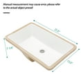 thumbnail image 2 of 21"×13"×7.25" White Ceramic Rectangular Undermount Bathroom Sink with Overflow Hole, 2 of 10