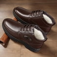 thumbnail image 3 of Men'S Plus Size Winter Shoes - Thick Warm High Quality Anti-Slip Boots with Cushioned Insole - Brown Formal & casual Shoes for Seniors, Elderly - Non-Slip Rubber Sole for Cold Weather, Everyday, 3 of 9