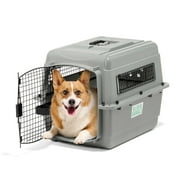 Petmate Sky Kennel for Dogs & Cats, IATA Approved, Plastic Travel Carrier, Gray, For Dogs & Cats 15-30 lbs, Small, 21 x 15 x 21