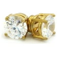 thumbnail image 2 of 4mm Round Cut Clear Cubic Zirconia 4-Prong Magnetic Stud Earrings, Gold-Tone, 2 of 3