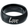 thumbnail image 2 of Tungsten Dripping Love Typography Writing Band Ring 8mm Men Women Comfort Fit Black Dome Polished, 2 of 4