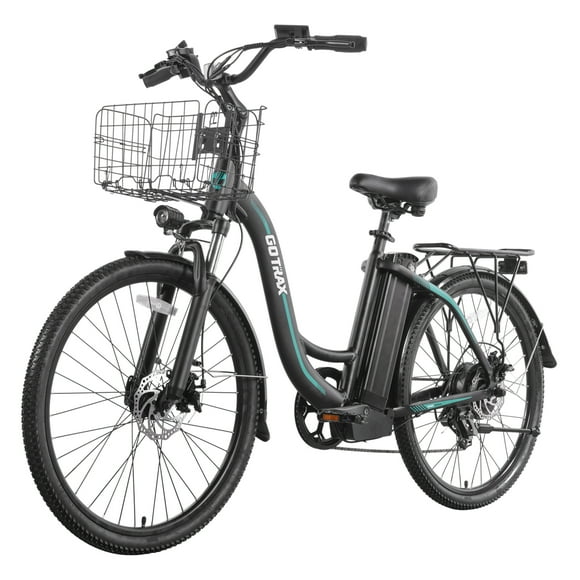 Gotrax B06 Vélo Électrique Urbain 26 Pouces avec Panier, Moteur 500 W, 25 Km/h, Autonomie 88 km, 7 Vitesses, Écran LCD - Noir