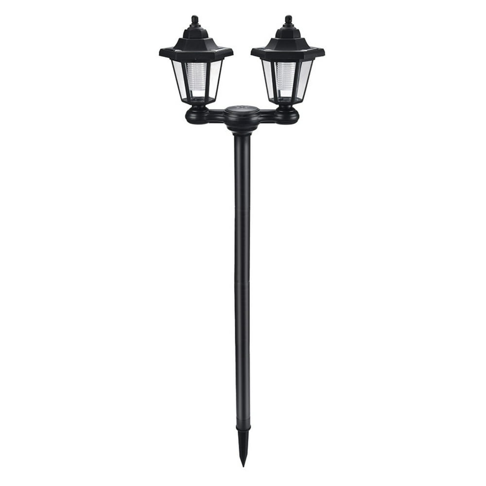Baweave  Outdoor Solar Lamp Post Lights with Dusk to Dawn Sensor Waterproof Led 2-Head Solar Street Lights Modern Solar Column Pole Light Fixtures for Outside Garden Driveway Backyard