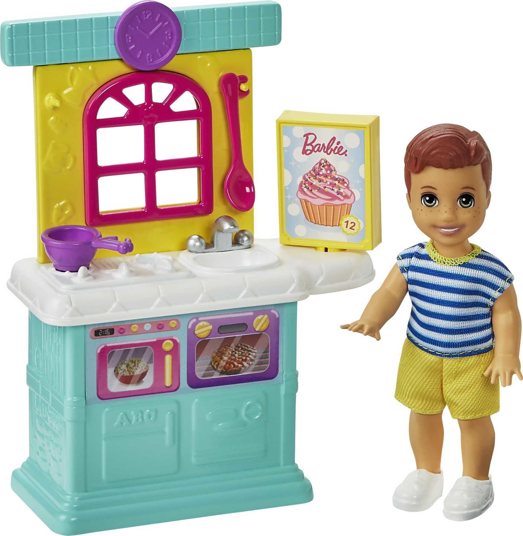 Barbie Skipper Babysitters Inc. Set Small Toddler Doll & Kitchen Playset, Plus Dessert Mix Box, Bowl & Spoon, Gift For 3 To 7 Year Olds - Walmart.com