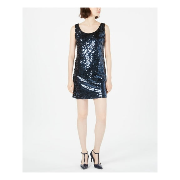 CALVIN KLEIN Womens Navy Sleeveless Scoop Neck Mini Shift Party Dress Size: 4