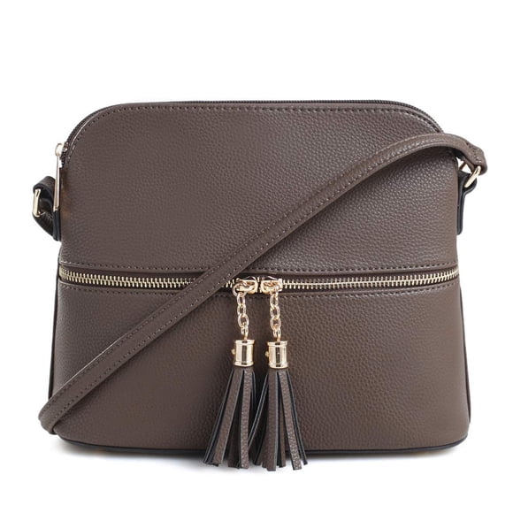 SG SUGU Bolso bandolera Lunar ligero de cúpula mediana con borla | Bolsillo con cremallera | Correa ajustable