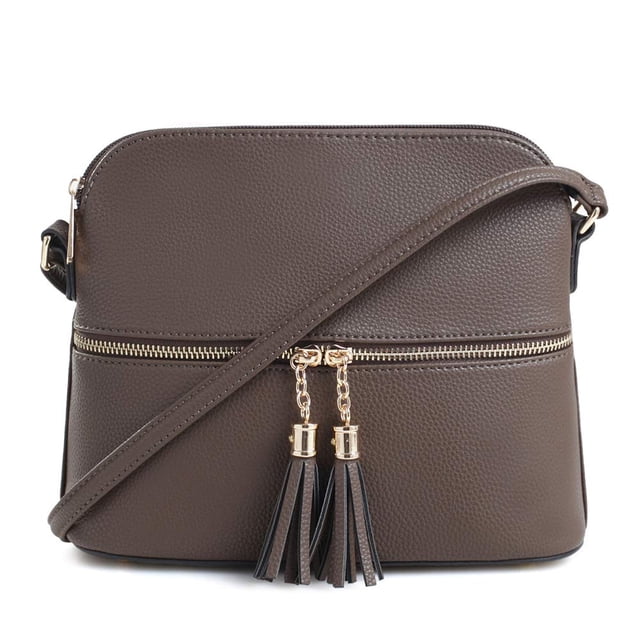 SG SUGU Bolso bandolera Lunar ligero de cúpula mediana con borla | Bolsillo con cremallera | Correa ajustable