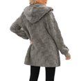 thumbnail image 5 of Wutalume Women's Fashionable Solid Color Long Sleeved Plush Jacket, Casual Hooded Warm Cardigan Jacket with Pockets, Soft Interior, Perfect for Daily Use and Travel,Gray XL, 5 of 6