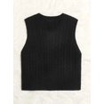 thumbnail image 5 of Hotian Women Cable Knit Sweater Vest V Neck Pullover Black S, 5 of 6