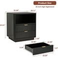 thumbnail image 3 of Fluted Nightstands Set of 2, Black Night Stands with 2 Drawers and Open Shelves, Wooden Bedside Table Modern Design End Table for Bedroom Living Room Sofa Office (2, Black), 3 of 9
