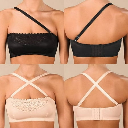 

Easy Comforts Style Strapless Lace Bra w/Removable Straps-B C D 44-BLACK