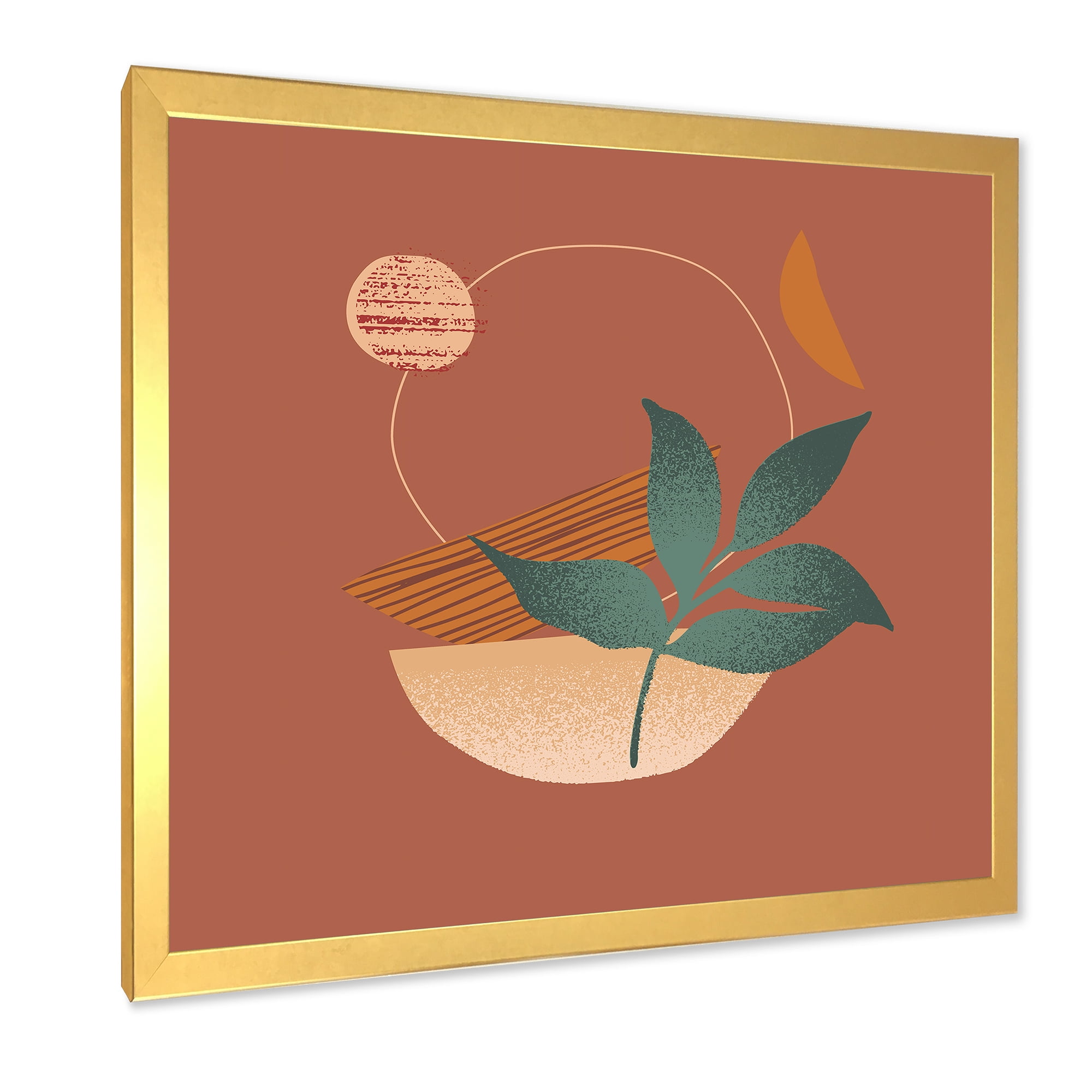 Designart 'Shapes and Tropical Leaf Silhouettes III' Modern Framed Art Print