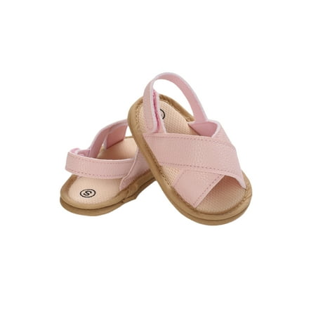

SAYOO Toddler Summer Sandals Cross Straps Nonslip Open-Toe Sandals with Magic Sticker for Baby Girls 5 Colors