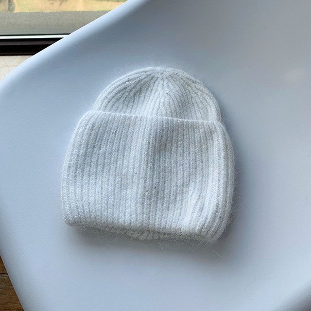 LinYooLi Candy Color Rabbit Hair Knitting Wool Hat, Autumn And Winter Shining Sequins Fashion Matching Caps Melon Skin Hat Fashion