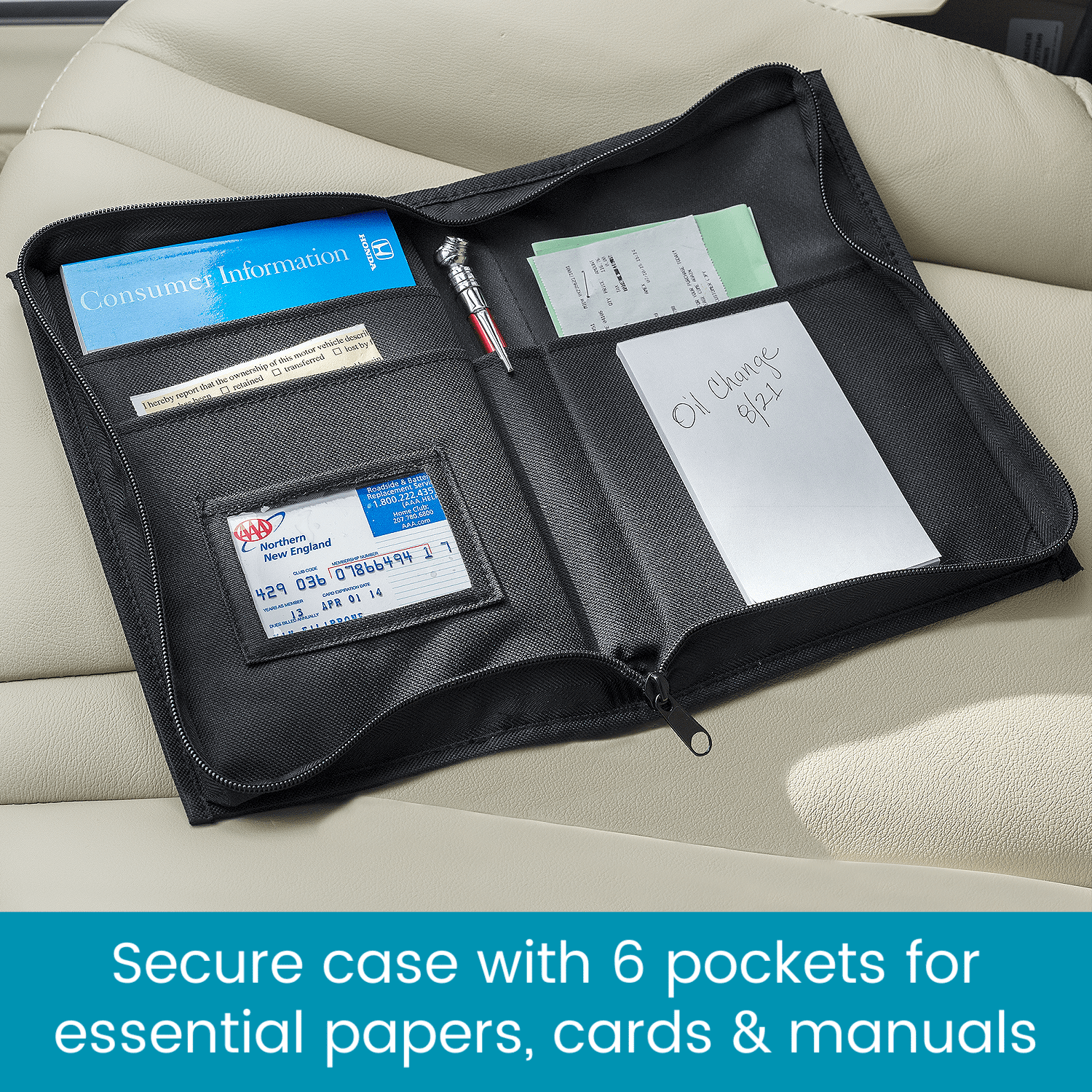 High Road Car Glove Box Organizer & Document Holder, 5 Pockets