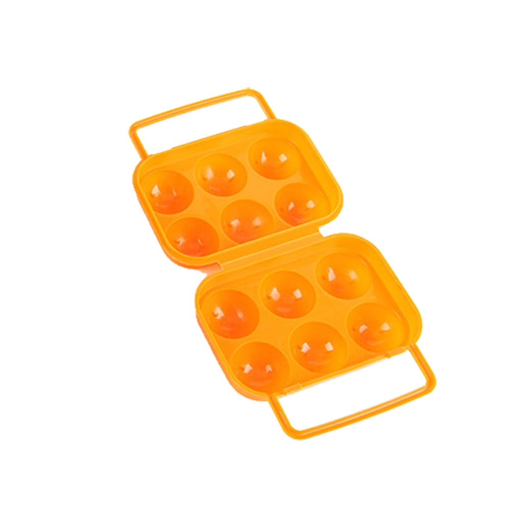 portable plastic container 6 eggs holder folding egg storage box handle cas I 