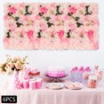 thumbnail image 2 of 6 Pcs Artificial Flower Wall Panels Hanging Floral Backdrop Decor Party Wedding Faux Rose Flower Wall - 40*60cm Pale Pink, 2 of 17