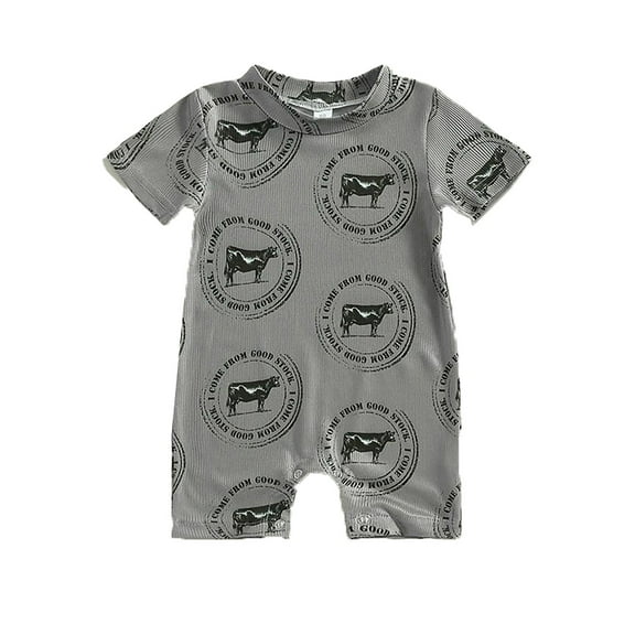 Suilloe Baby Bodysuits Western Cowboy Sltle Short Sleeve Crawling Jumpsuit Soft Breathable Everyday Homewear One-Piece Jumpsuit For Boys Girls,Sizes 0-3 Months